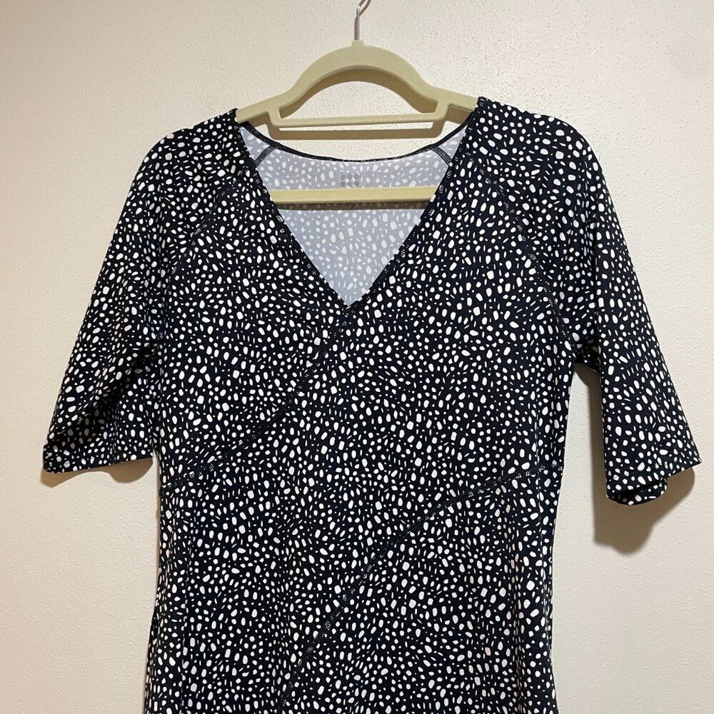 Title Nine Size M Sayonara Cafe Sleeve Black White Dot Dress 3/4 Sleeve - Picture 3 of 11